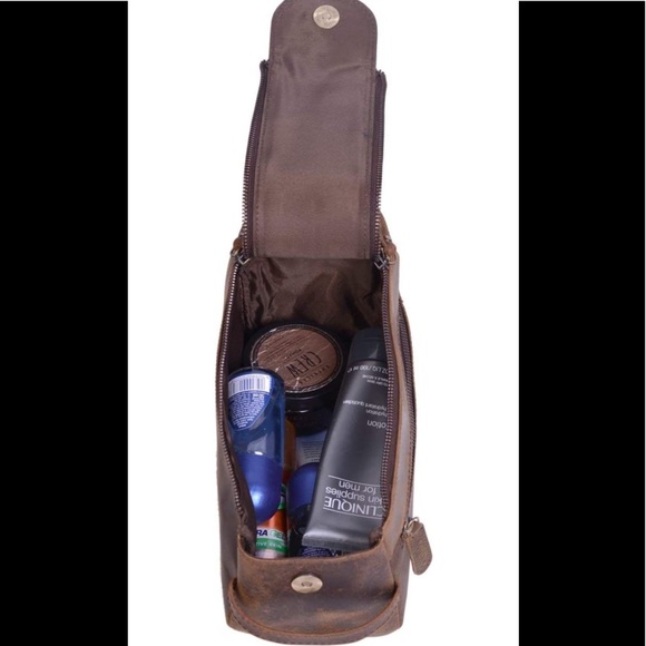 Genuine Buffalo Leather Toiletry Travel Bag (BRAND NEW) ( NWT) - Picture 4 of 9